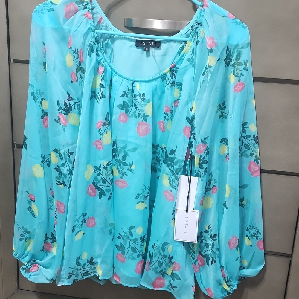1.STATE Women's Floral Scoop- Neck Long- sleeve Blouse - Picture 5 of 10